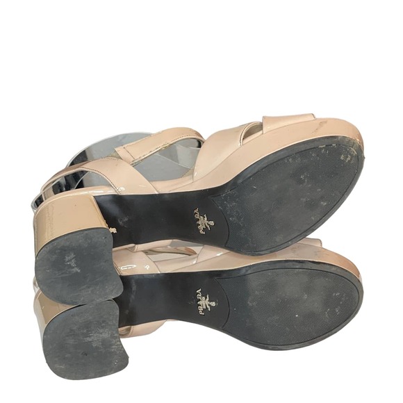 Prada Vernice Patent Leather Crisscross Platform Sandals Size 39.5 Retail $1,170 - Picture 9 of 11